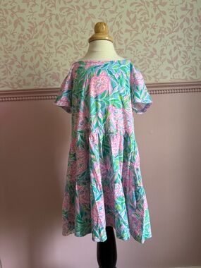Lilly Pulitzer Pink & Green Floral Tiered Girl's Dress